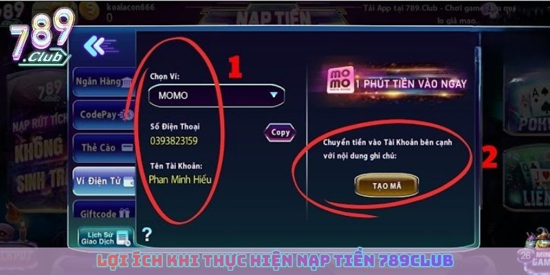 Lợi ích khi thực hiện nạp tiền 789club